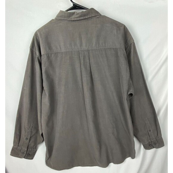 NWT Faded Glory Corduroy Shirt Men Large Gray Button Down 100% Cotton Fall Shirt - Picture 6 of 13